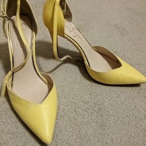 Jessica Simpson yellow ankle straps